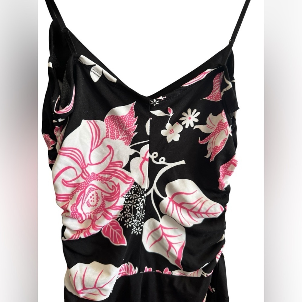 Vintage Rampage Pink Black Floral Mini Dress Stretch Strappy Y2K 90’s - Picture 5 of 13
